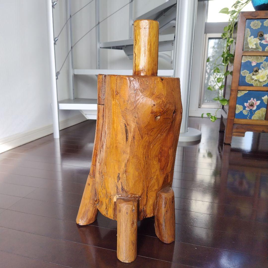 原木の丸太そのままくり抜き！昭和レトロ扉付きミニキャビネット デザイナーズ