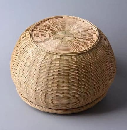 竹細工 かご 収納 蓋付竹カゴ 手作工芸品 新品