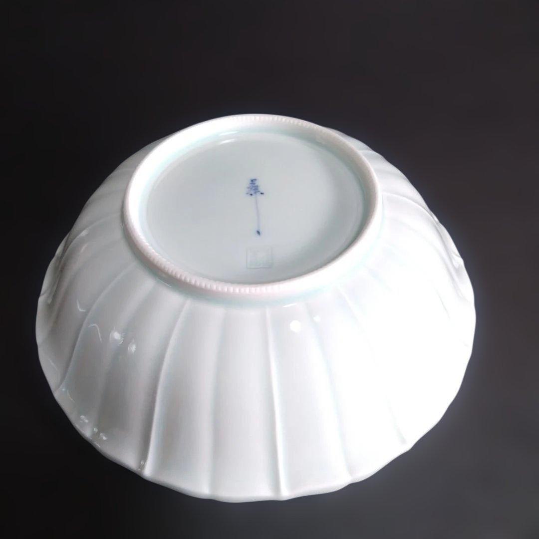 新品 有田焼 藤巻窯 青白磁 鉢 深盛り皿 藤巻製陶