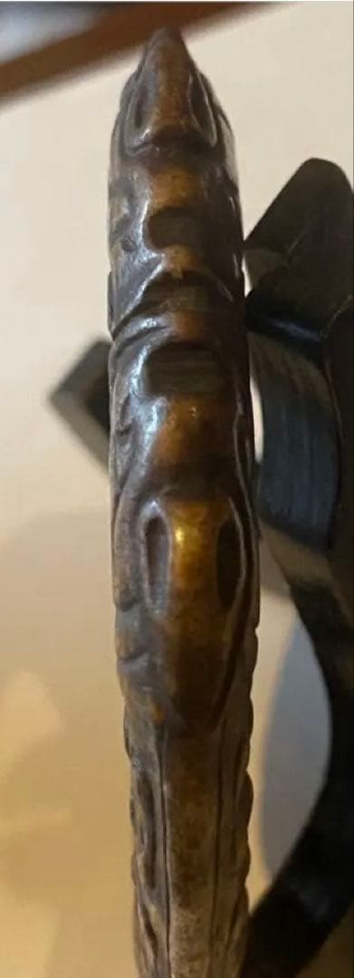 アンティーク　古墨玉・瑞獣・「ずいじゅう」・鑑賞台付・３点セット ・レア