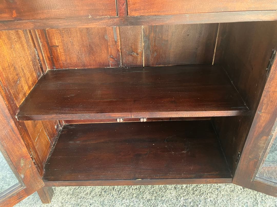 アンティーク調 コロニアル ローキャビネット マホガニー 110cm幅