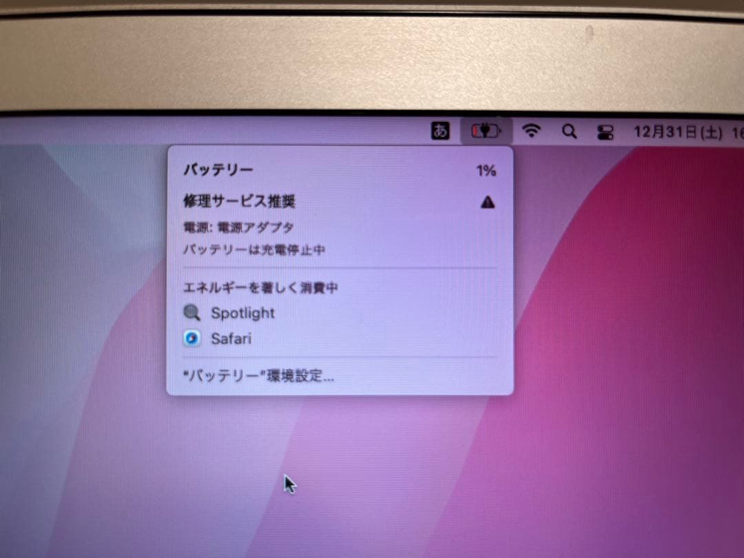 MacBook Air 13インチ 2015年モデル /バッテリー劣化あり