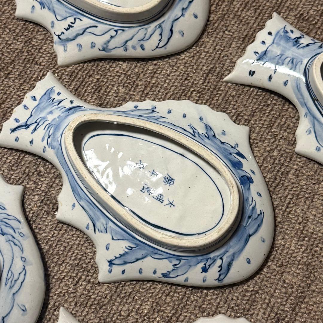染付 魚形皿 5客セット 大明萬曆年製 銘 魚皿 小皿