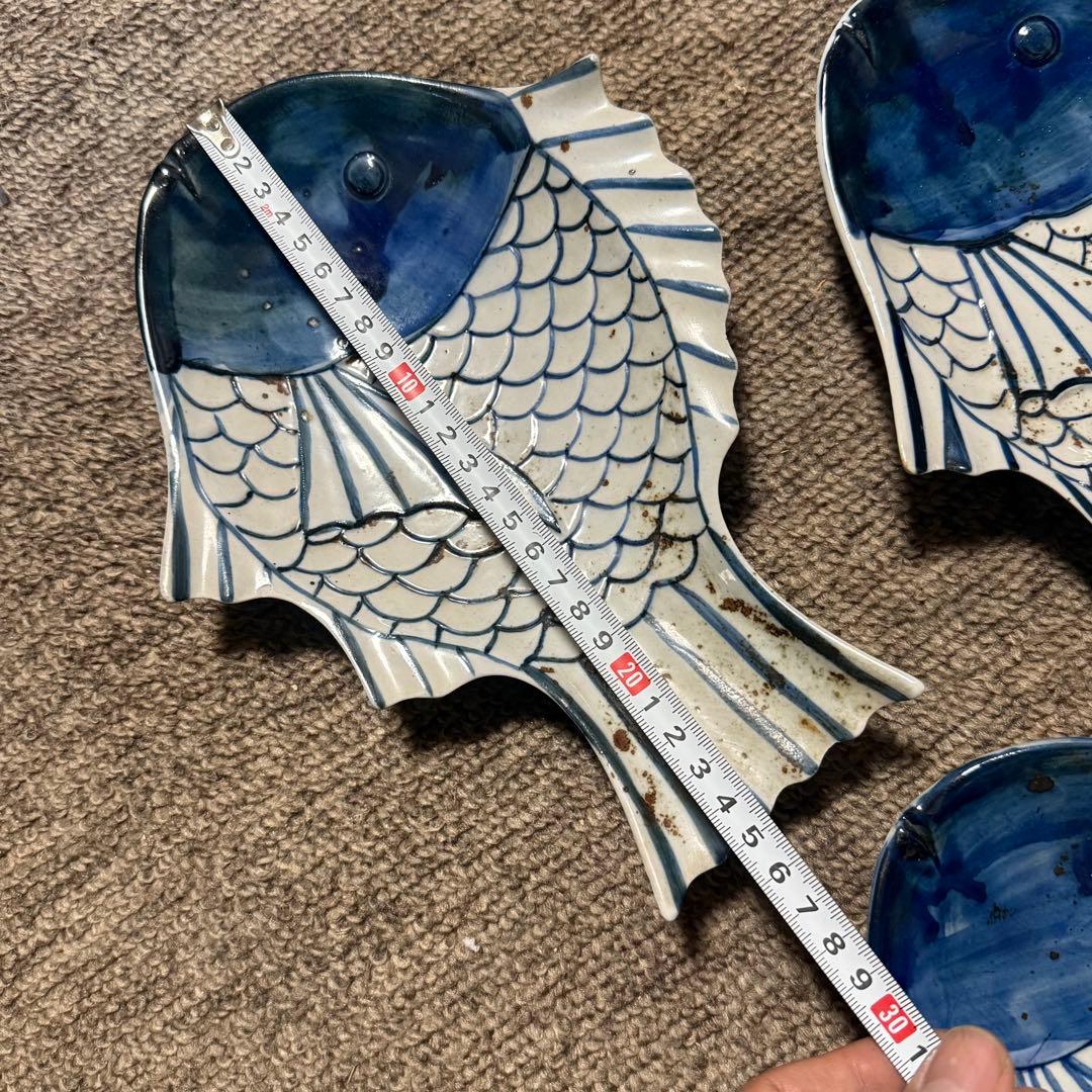 染付 魚形皿 5客セット 大明萬曆年製 銘 魚皿 小皿