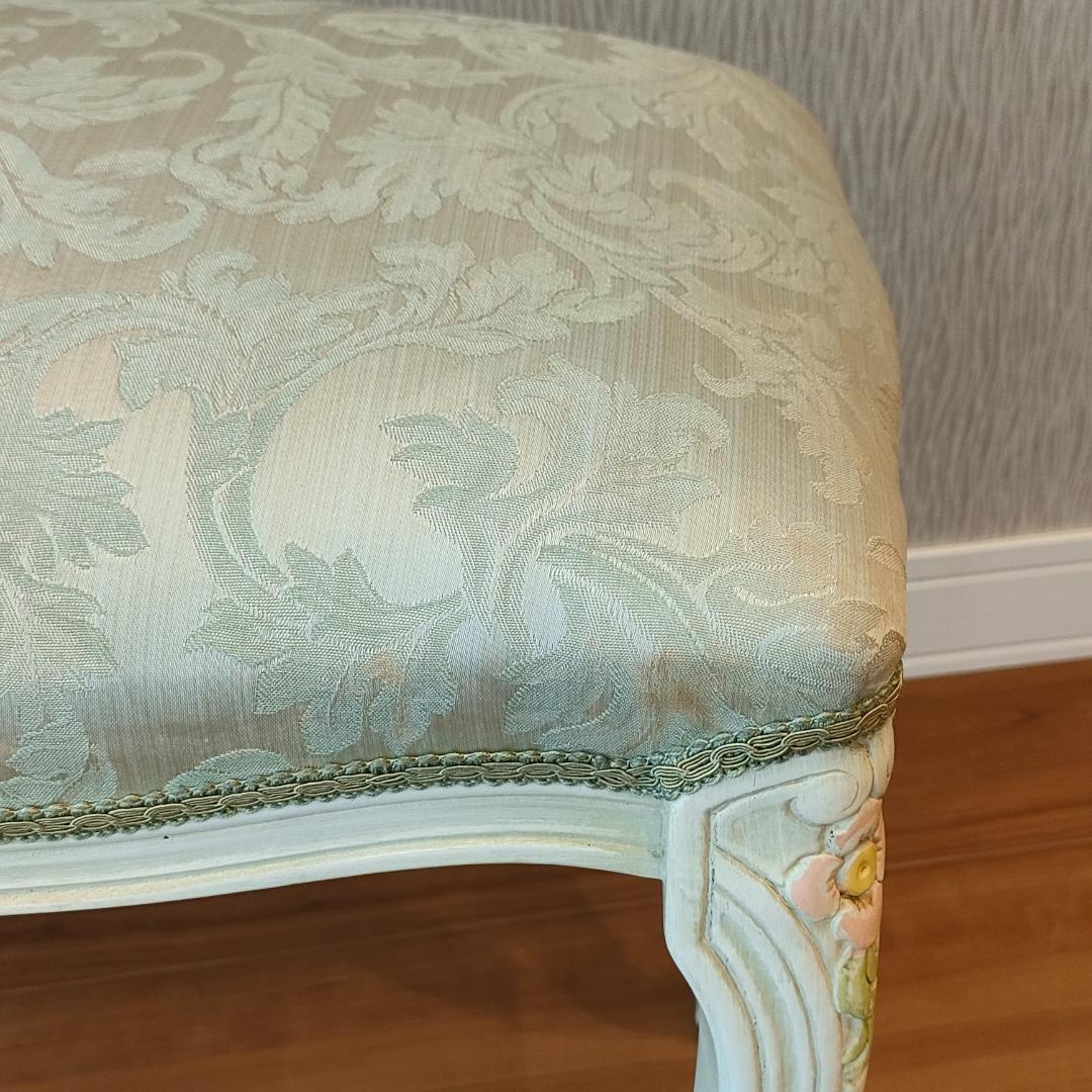 アンティーク　オットマン　スツール　花柄　ロココ様式　猫脚