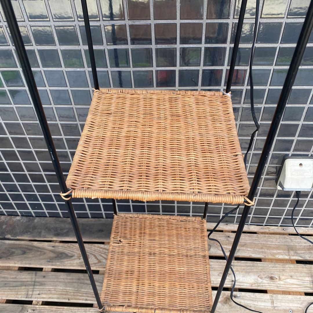 レトロ 籐 二段チェスト フロアスタンド付き インテリア コーナー収納