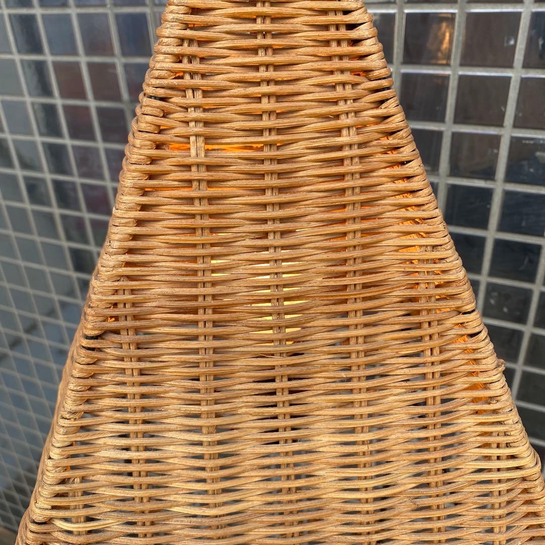 レトロ 籐 二段チェスト フロアスタンド付き インテリア コーナー収納