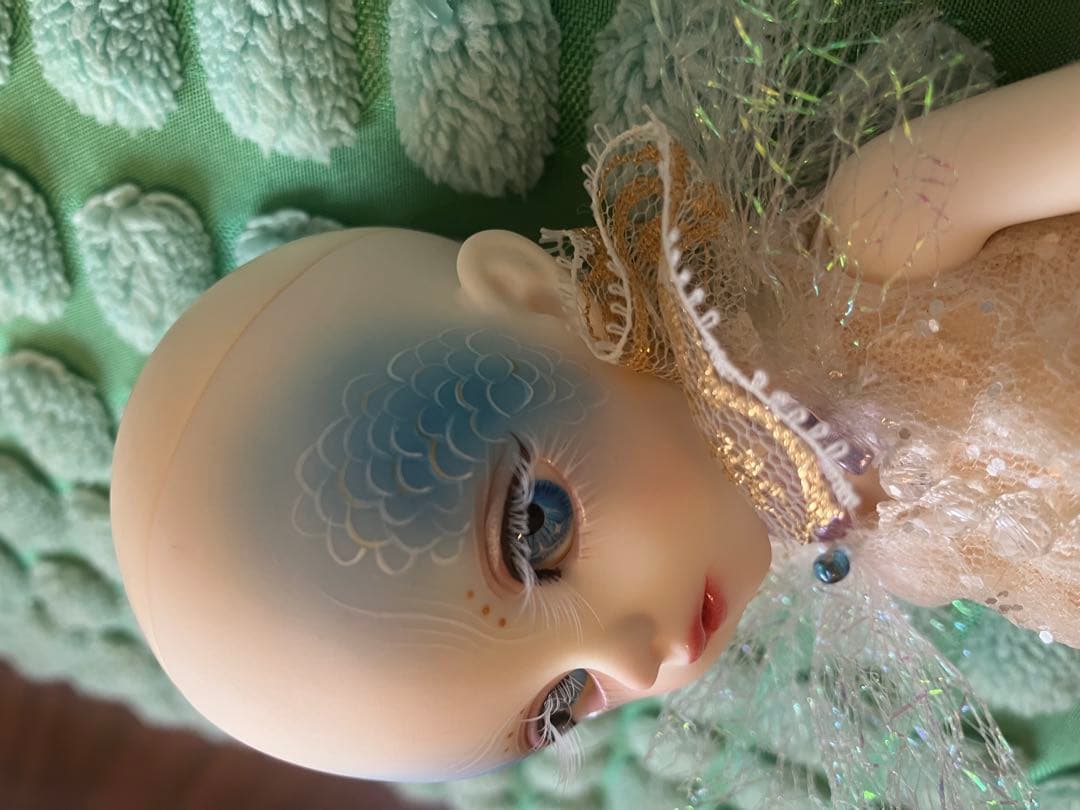 マーメイド 球体関節人形 bjd 人魚 カスタムドール ブルー 童話 フルメイク
