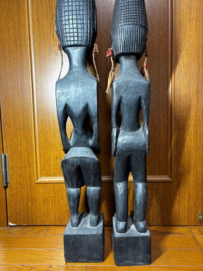アフリカ セヌフォ族 特大 木彫り像 ペア カップル 飾物 民芸 プリミティブ