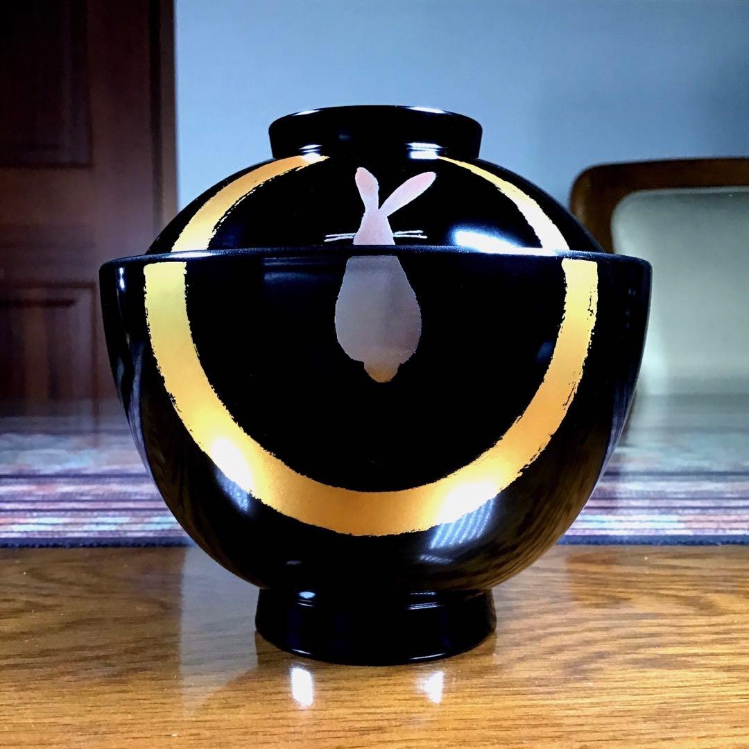 『お天気うー特価』　eyes (会津塗) 『木合　月うさぎ』　蓋付　お椀　5客