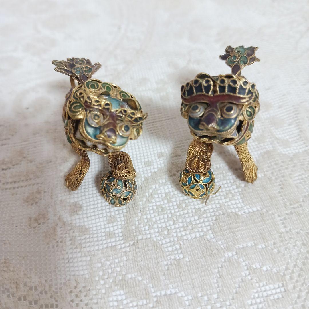 ☆玉乗り獅子 七宝 置物