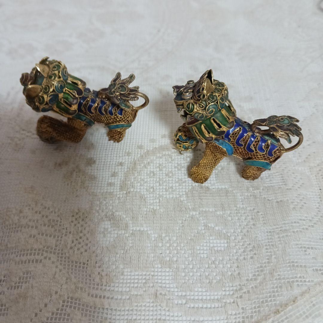 ☆玉乗り獅子 七宝 置物