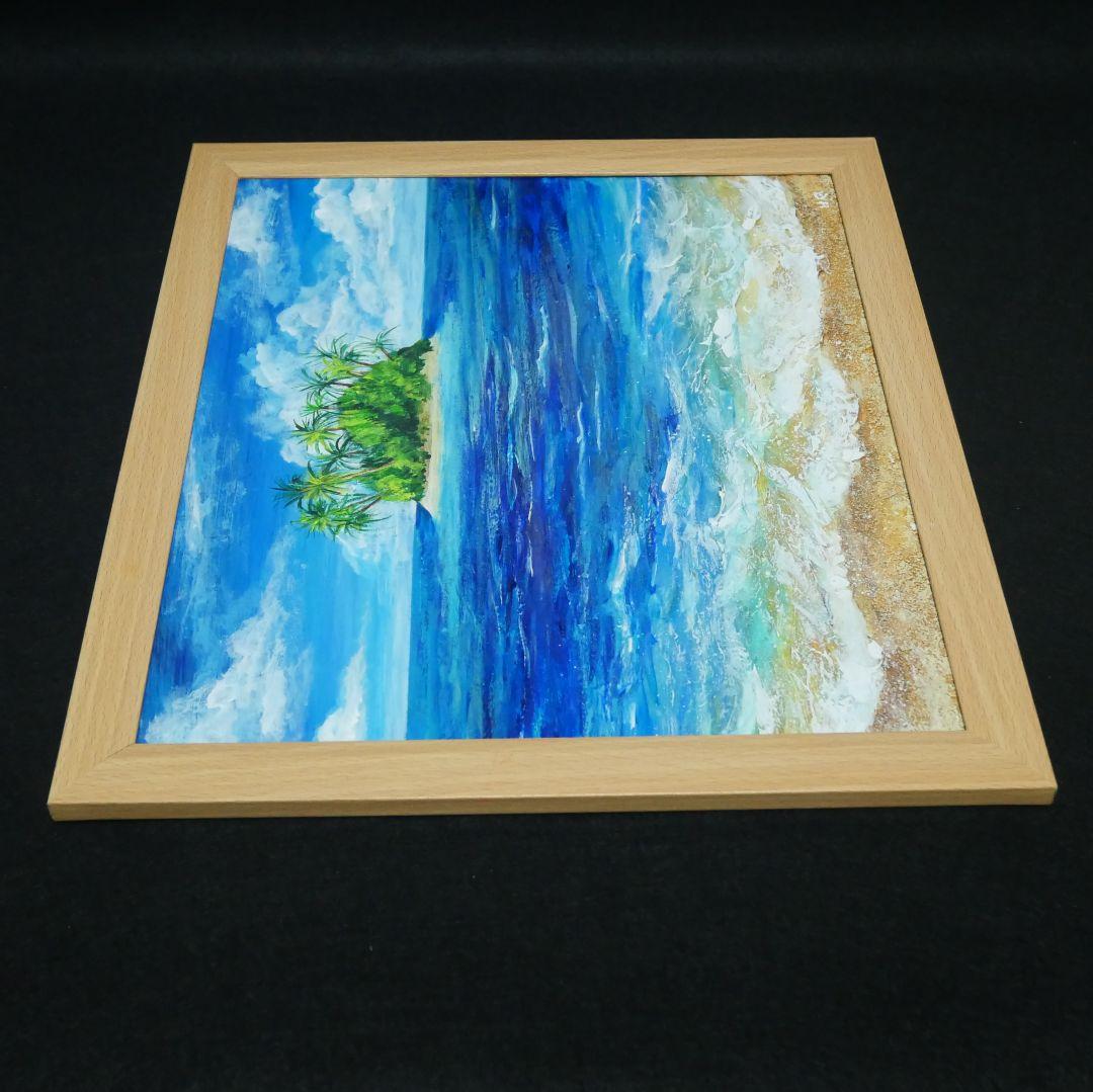 油絵 油彩 油彩画 絵 絵画【海の先に見える小島】