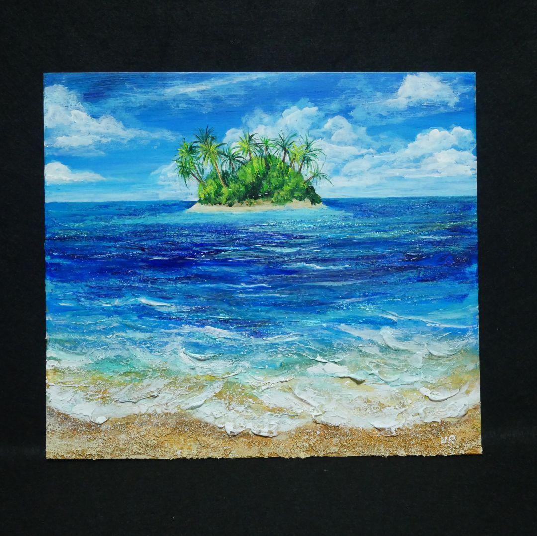 油絵 油彩 油彩画 絵 絵画【海の先に見える小島】