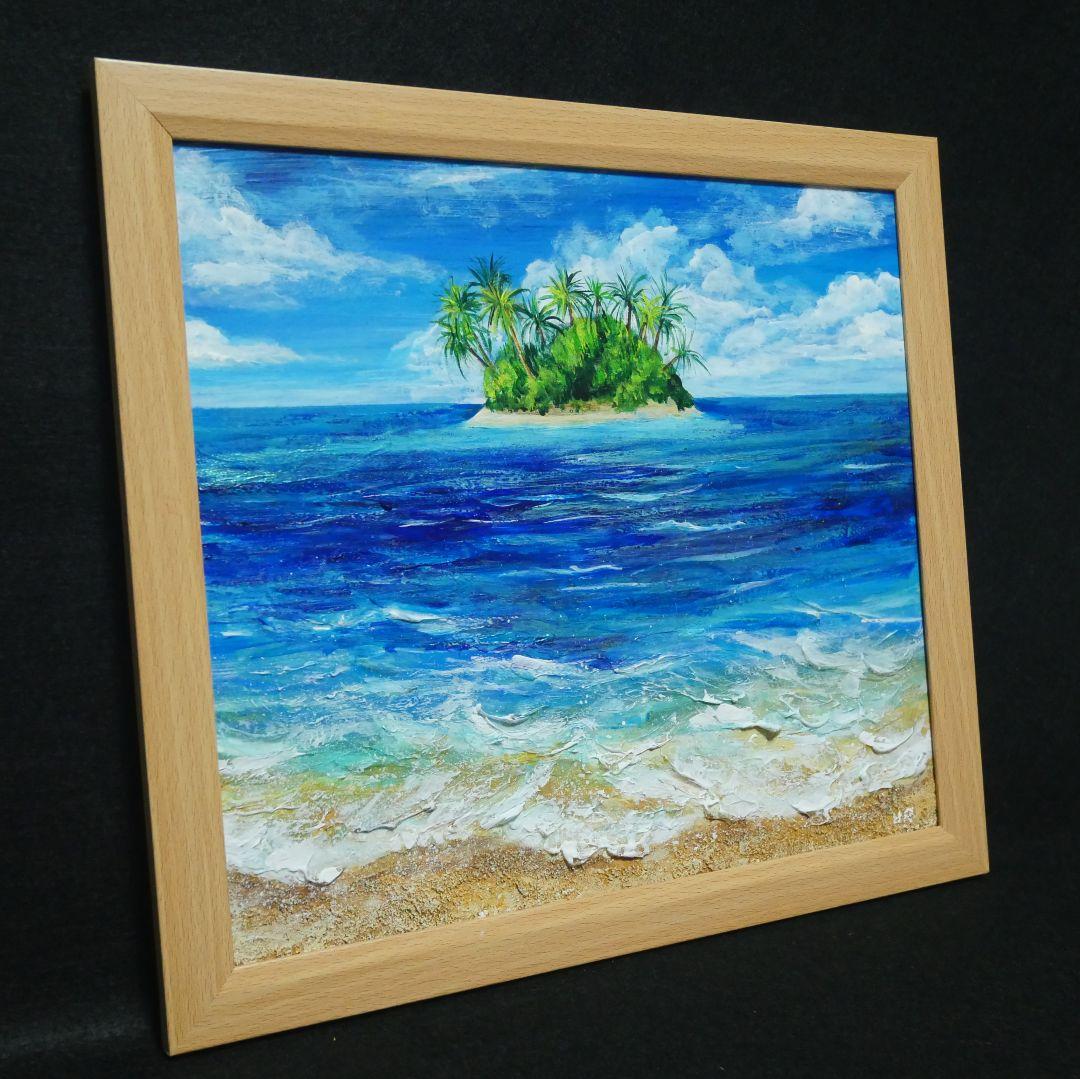油絵 油彩 油彩画 絵 絵画【海の先に見える小島】