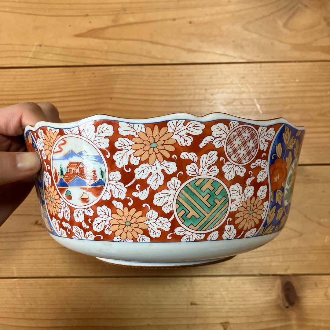 【龍峯窯】深鉢 草花色絵