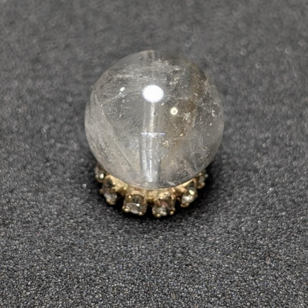 【白銀のブルッカイト】プラチナルチルクォーツ 一点物 9ミリ 粒売り 貫通穴あり
