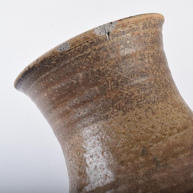 中国　褐釉　双耳壷　時代箱付　V　R8590B