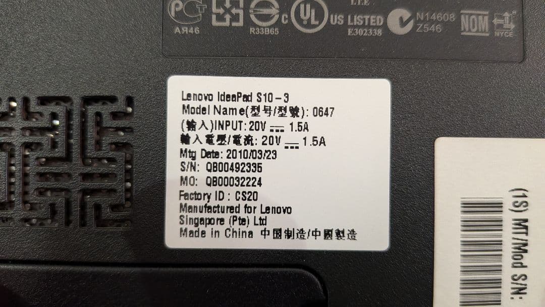 【新品】Lenovo IdeaPad S10-3 windowXP