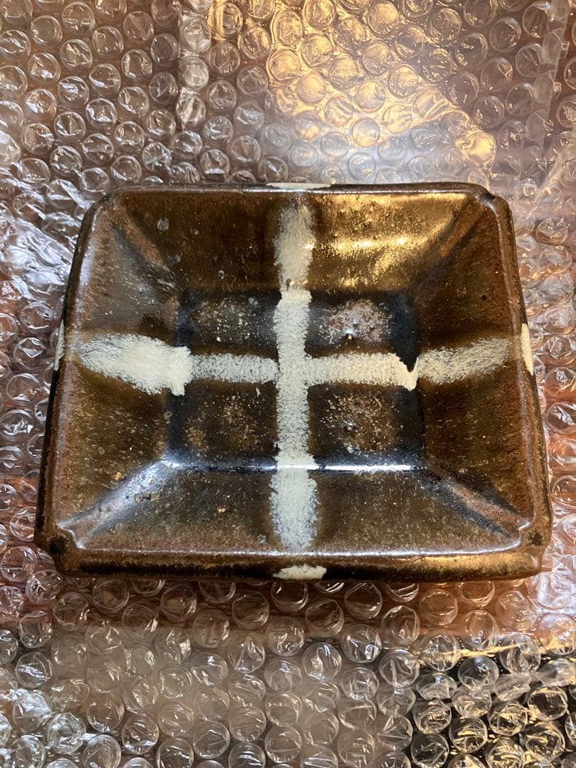 生田和孝丹波焼 緑釉四方角小皿3客 河井寛次郎 弟子 民藝　民芸