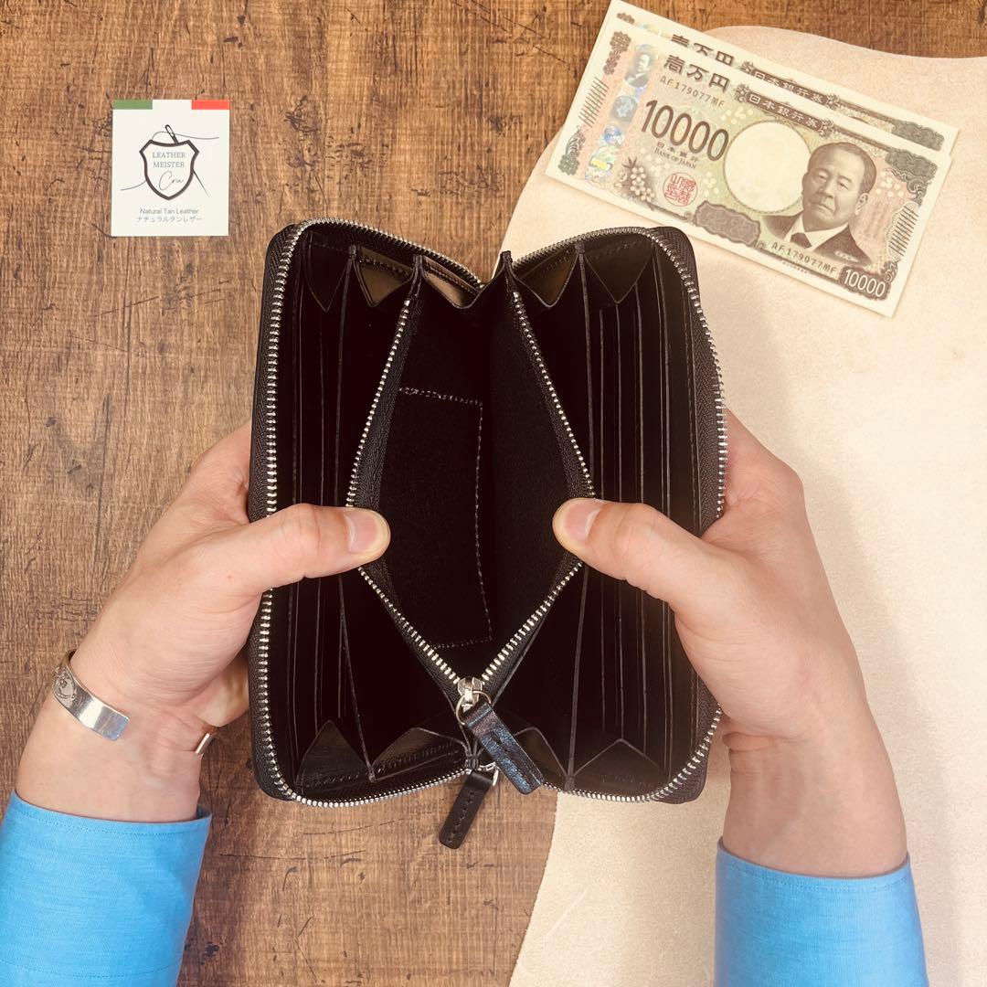 サドルレザー ラウンドファスナー メンズ財布 長財布 本革 ハンドメイド