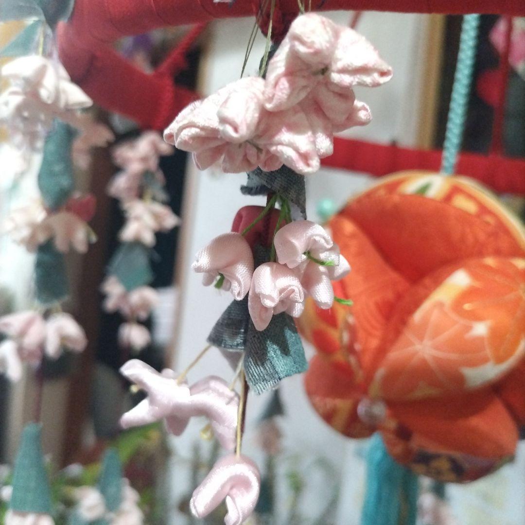 桜飾り、古布桜、八宝玉毬