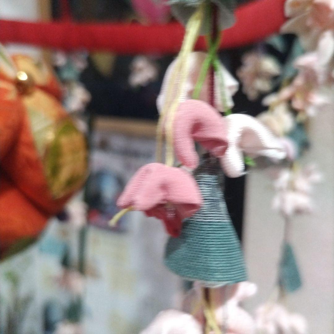 桜飾り、古布桜、八宝玉毬