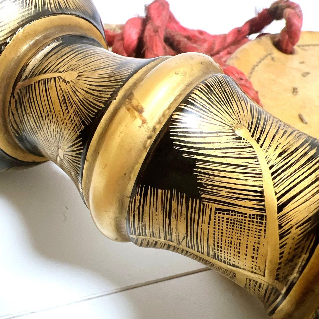 【希少】鼓　蒔絵　小鼓　胴　和楽器　伝統芸能　能 歌舞伎　金彩