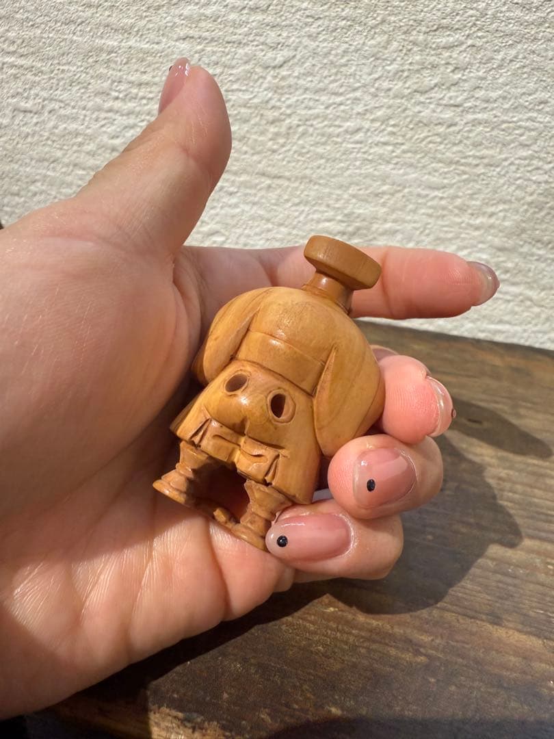 根付　人形使い　木　在名