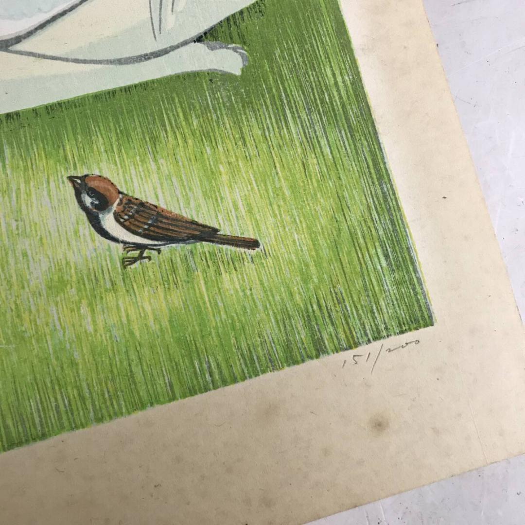 【真作】池田修三 1972年 希少 作品【すずめ】サイズ 445×315mm