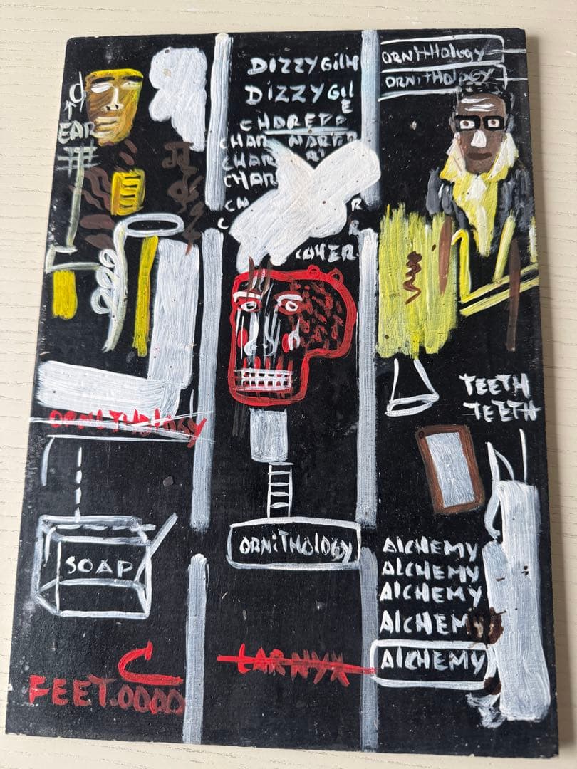 特価　ジャン ミシェル バスキア SAMO 板 原画 手書　画廊認識票 サイン入