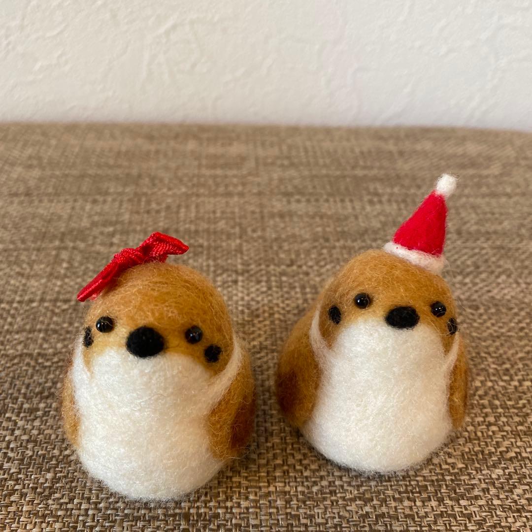 クリスマスリース&羊毛フェルトすずめさん