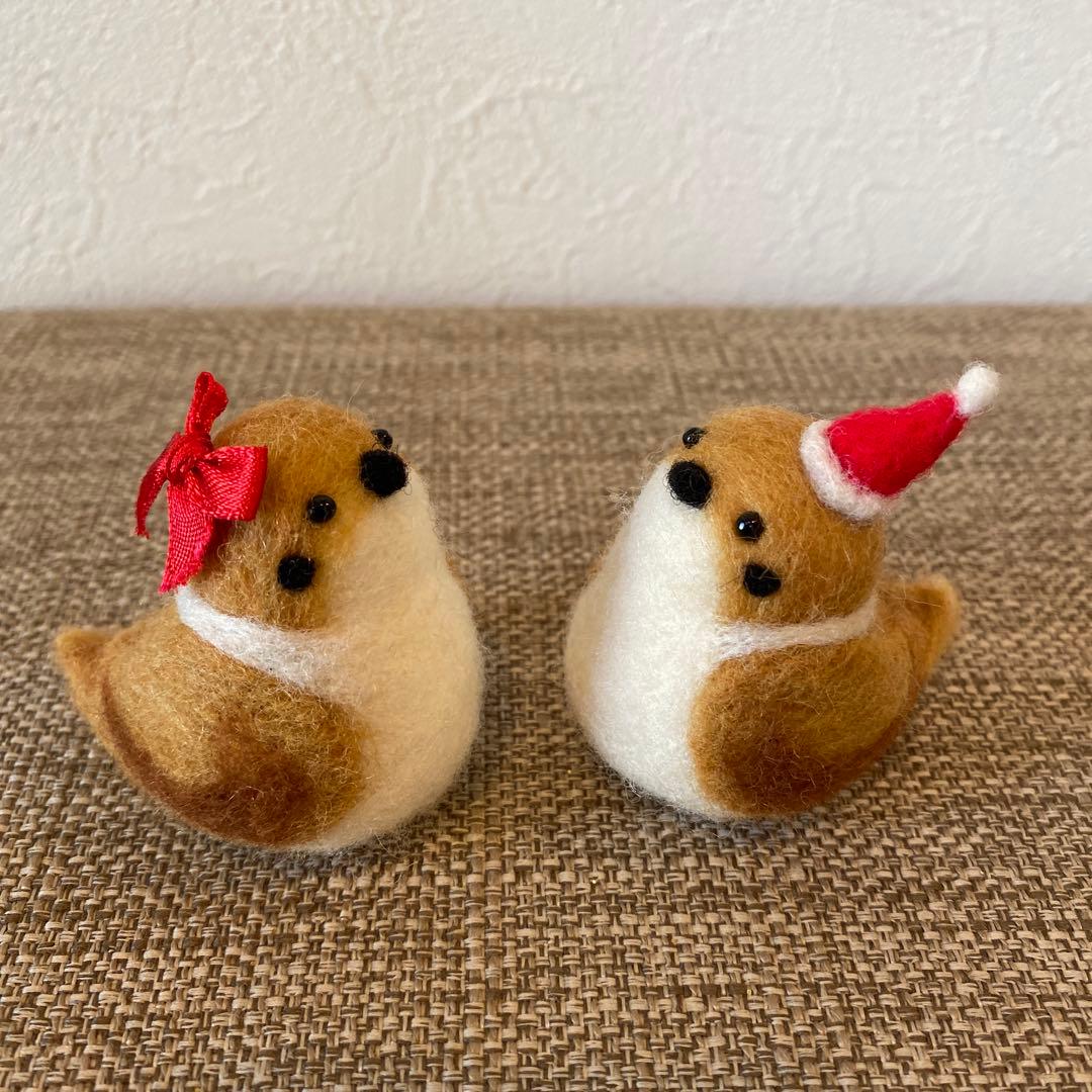 クリスマスリース&羊毛フェルトすずめさん