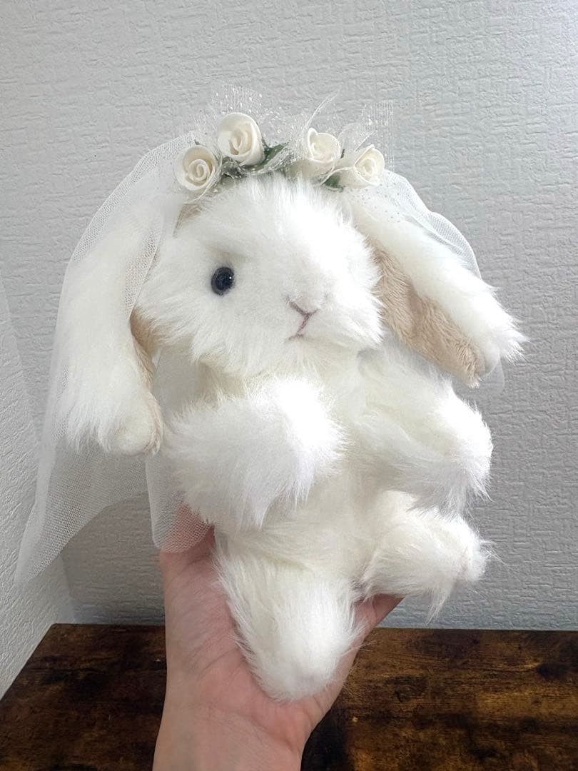 ハンドメイド　ぬいぐるみ　うさぎ　寄り添ううさぎ　ウェディングペア　一点もの