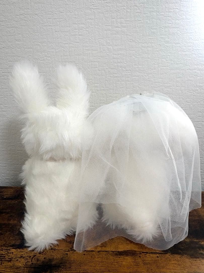 ハンドメイド　ぬいぐるみ　うさぎ　寄り添ううさぎ　ウェディングペア　一点もの