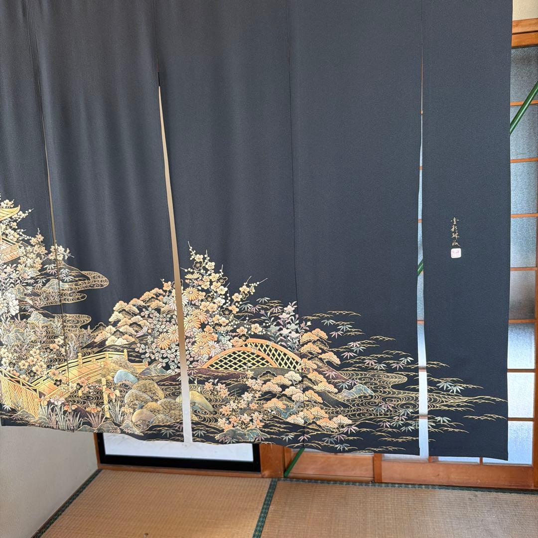 着物素材リメイク暖簾のれん、ゴージャスな絵柄模様！