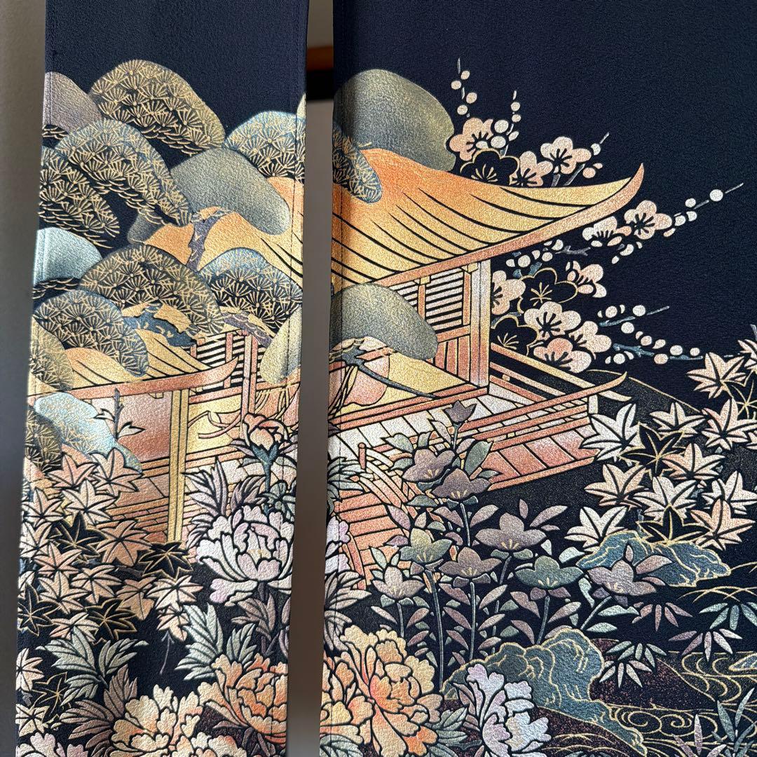 着物素材リメイク暖簾のれん、ゴージャスな絵柄模様！