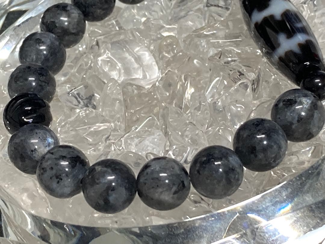 天然石　天珠　五福臨門天珠　ラルビカイト　ブレスレット