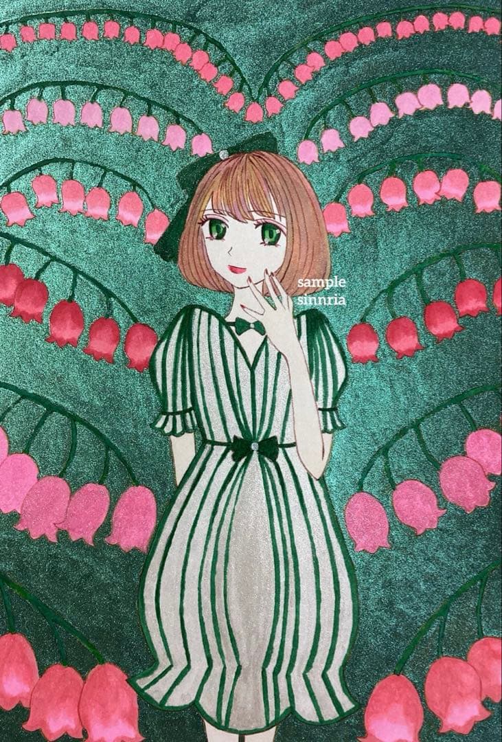 手描きイラスト　オリジナルイラスト　3枚　おまけ1枚