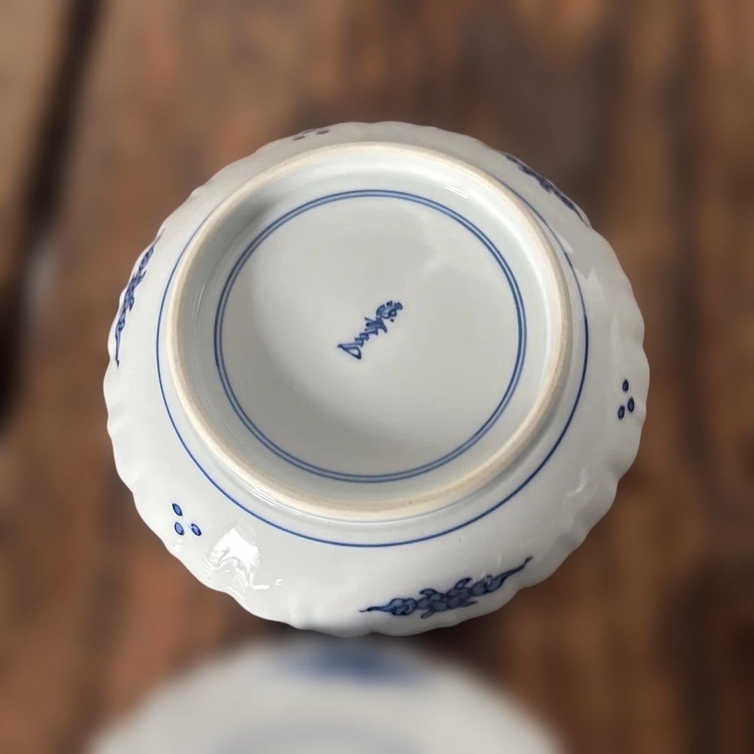 【源右衛門】古伊万里の伝統　日本の名窯　舘林源右衛門作　染付雲鶴文　銘々皿五枚揃