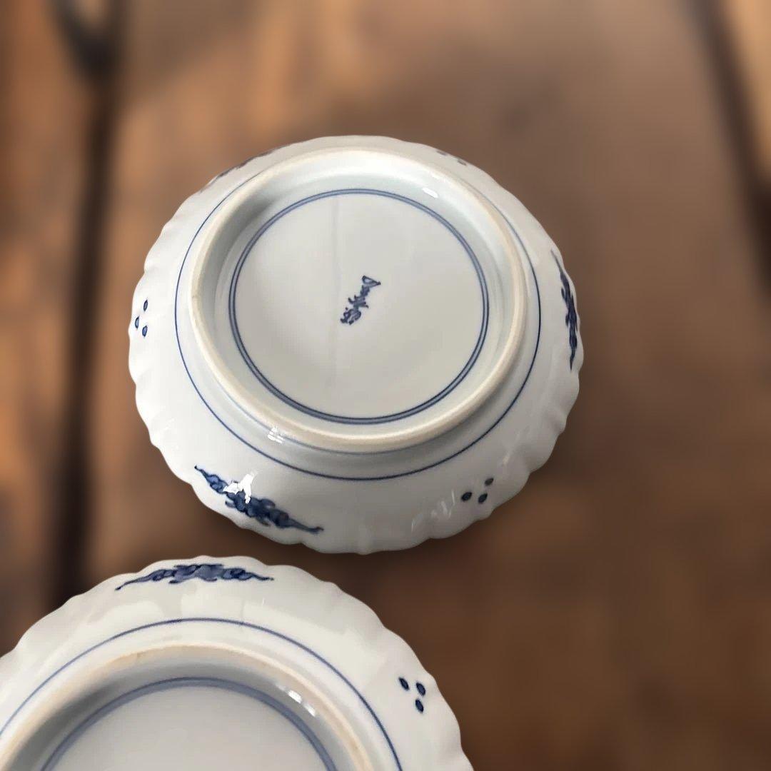 【源右衛門】古伊万里の伝統　日本の名窯　舘林源右衛門作　染付雲鶴文　銘々皿五枚揃