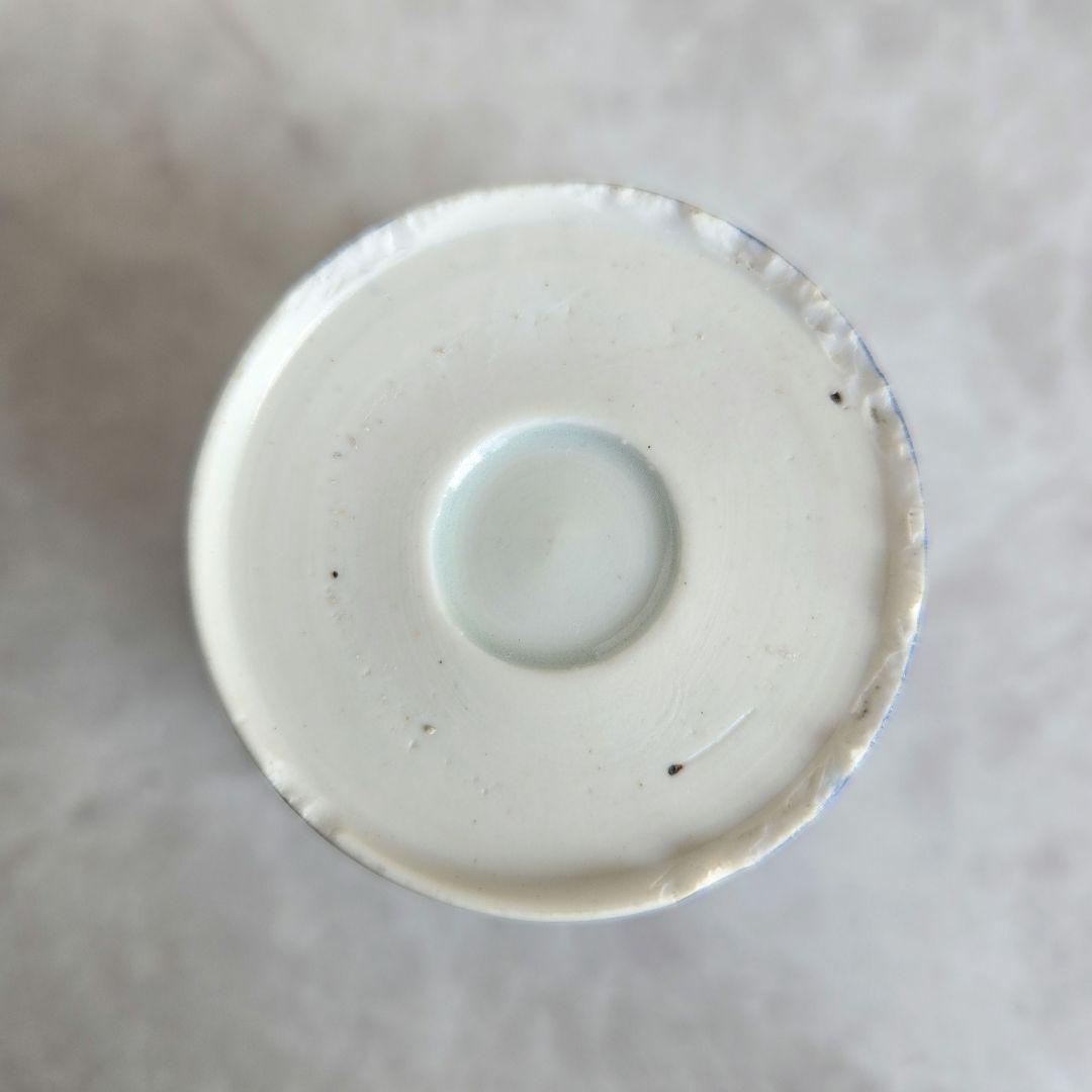 古伊万里　染付　瓔珞文　そば猪口　覗き　江戸時代　骨董品　アンティーク　金継ぎ