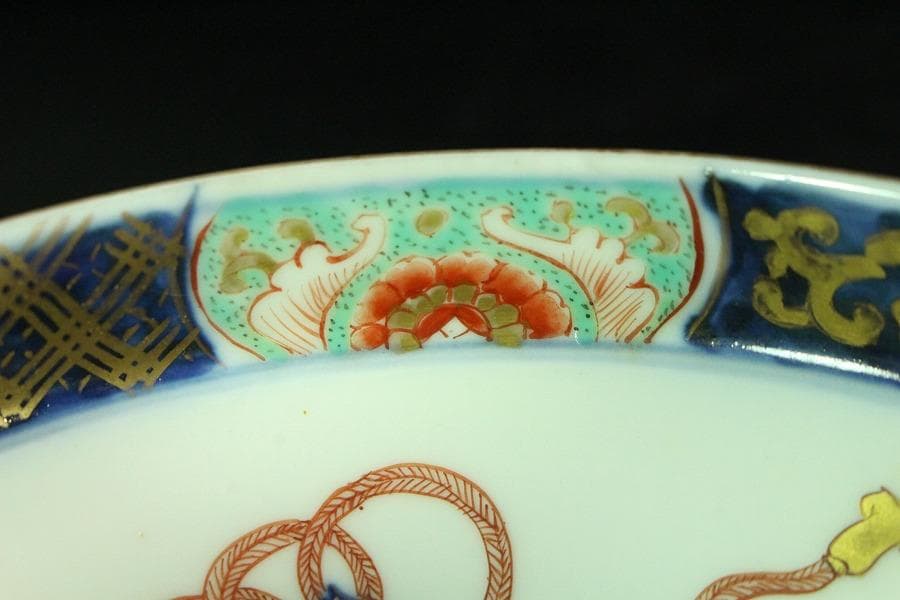 古伊万里 金彩色絵 色紙丸 向付 五客 明治(K-YC604)