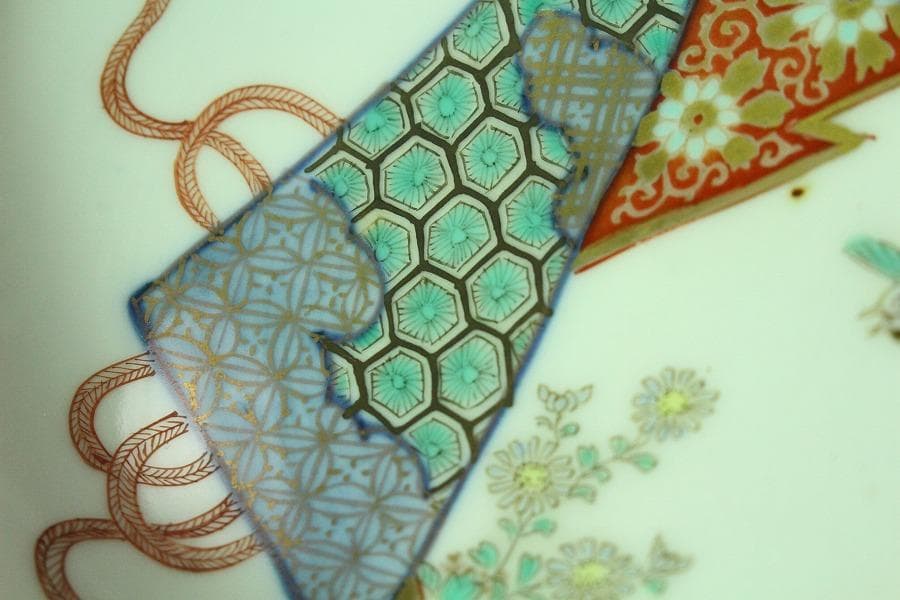 古伊万里 金彩色絵 色紙丸 向付 五客 明治(K-YC604)