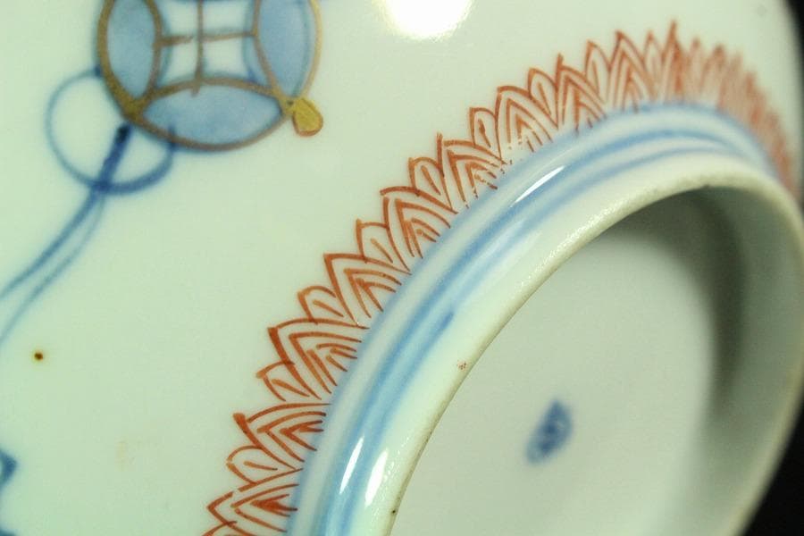 古伊万里 金彩色絵 色紙丸 向付 五客 明治(K-YC604)