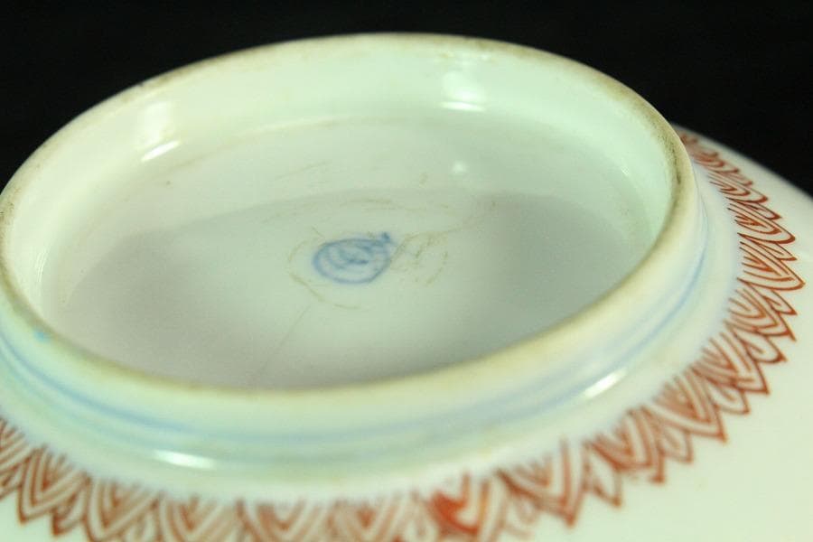 古伊万里 金彩色絵 色紙丸 向付 五客 明治(K-YC604)