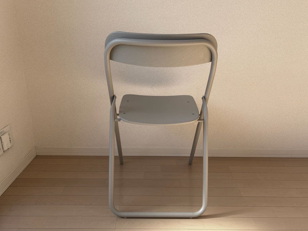 無印良品　スチールパイプ折りたたみチェア板座　ウォームグレー　2脚セット