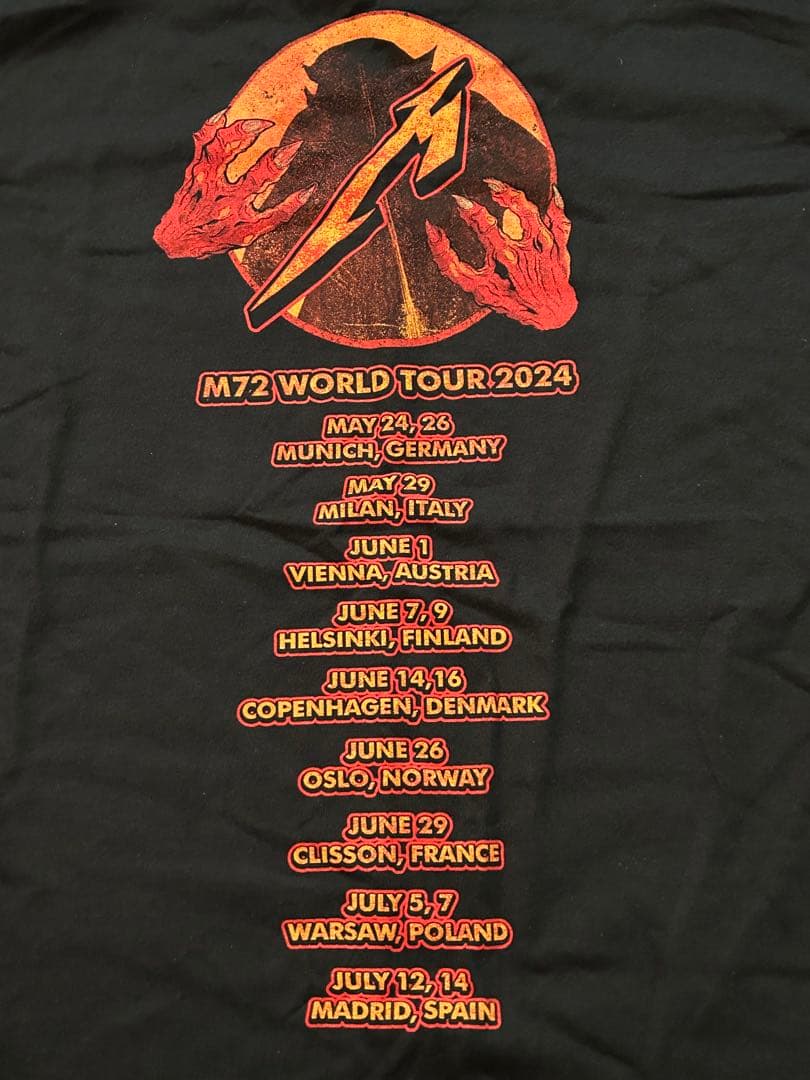 新品　メタリカ、LLICA 24ヨーロッパツアーＴシャツ　スレイヤー