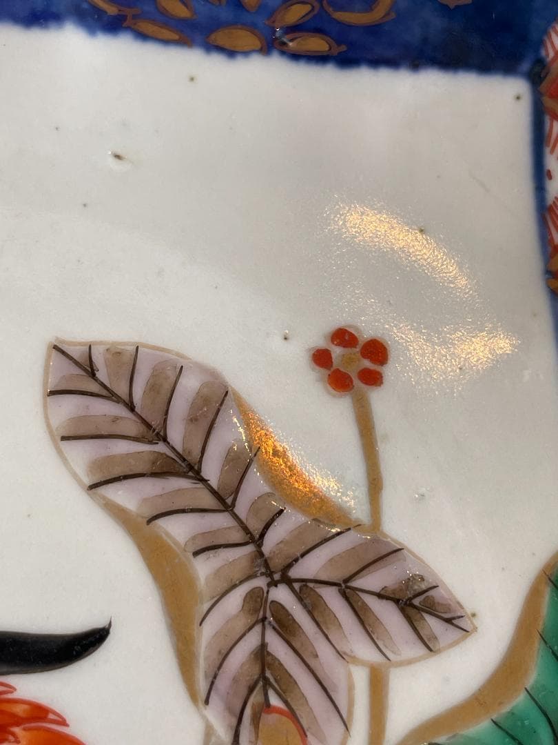 古伊万里 色絵 夫婦鳥図 オシドリ 鴛鴦 吉祥文 輪花皿 江戸後 明治初 飾皿