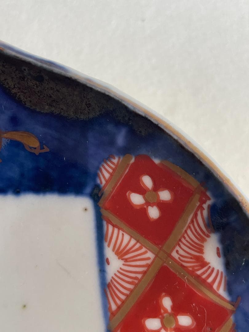 古伊万里 色絵 夫婦鳥図 オシドリ 鴛鴦 吉祥文 輪花皿 江戸後 明治初 飾皿